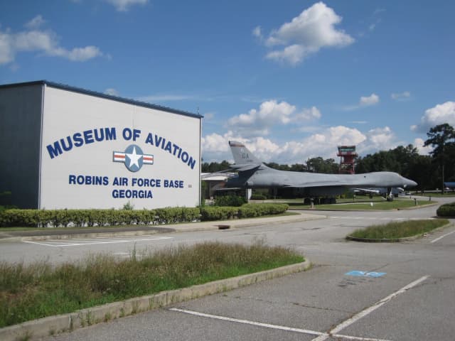 Museum of Aviation at Robins Air Force Base with aircraft on display, photographed in 2014.