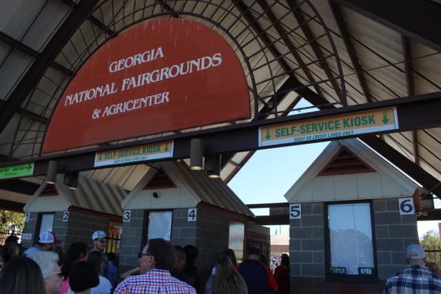 Visitors at the Georgia National Fairgrounds entrance in Perry in 2024.